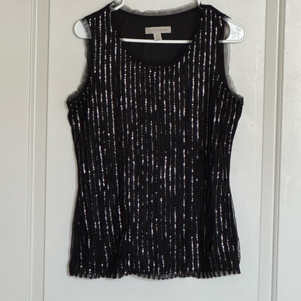 Laura Ashley Black Sequin Tank Top